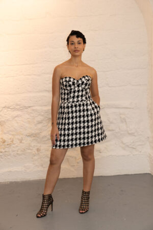 Robe bustier courte pied de coq