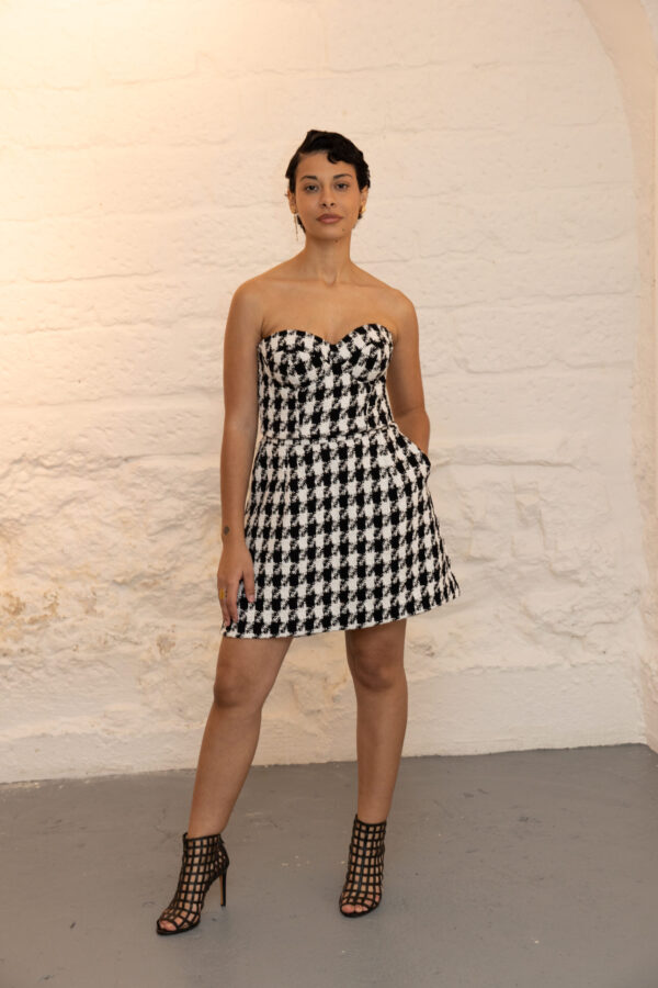 Robe bustier courte pied de coq