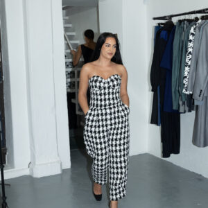 Combinaison bustier pied de coq