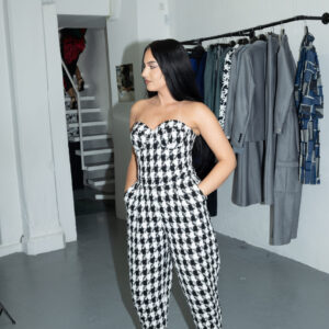 Combinaison bustier pied de coq