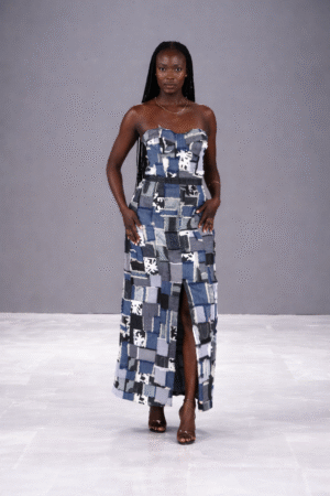 Robe longue bustier patchwork