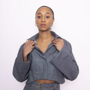 Veste jean manche évasée