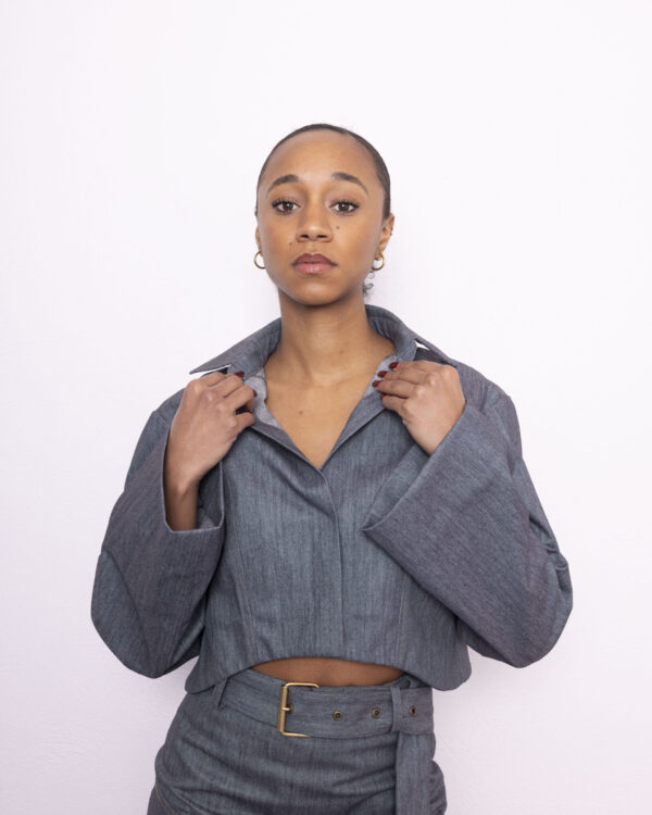 Veste jean manche évasée