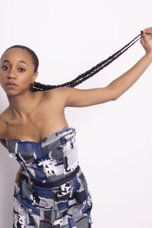 Robe longue bustier patchwork – Image 3