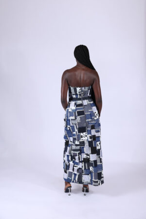 Robe longue bustier patchwork – Image 2