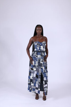 Robe longue bustier patchwork
