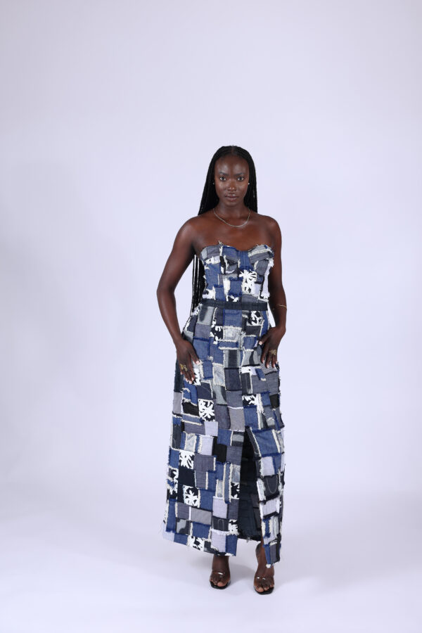 Robe longue bustier patchwork