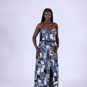 Robe longue bustier patchwork