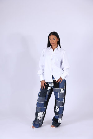 Jean patchwork bi-matière – Image 2