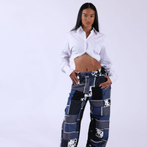 Jean patchwork bi-matière