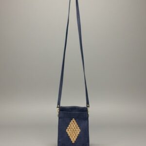 Mini Sac Bandoulière en Jean Décor Boutons Dorés