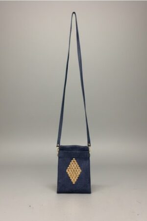 Mini Sac Bandoulière en Jean Décor Boutons Dorés