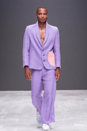 Ensemble droit en tweed violet