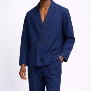 Veste tailleur bleu marine à double boutonnage