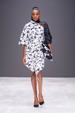 Robe asymétrique imprimée palmier