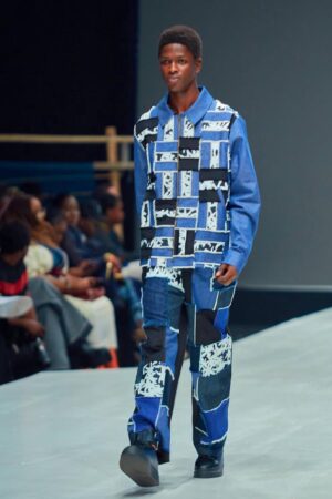 Jean patchwork motif palmiers