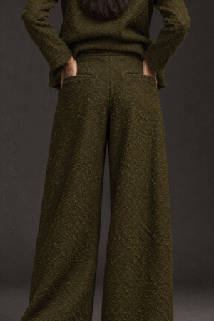Pantalon Large à Pinces en Tweed