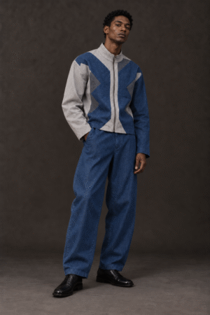 Veste Crop Patchwork Géométrique